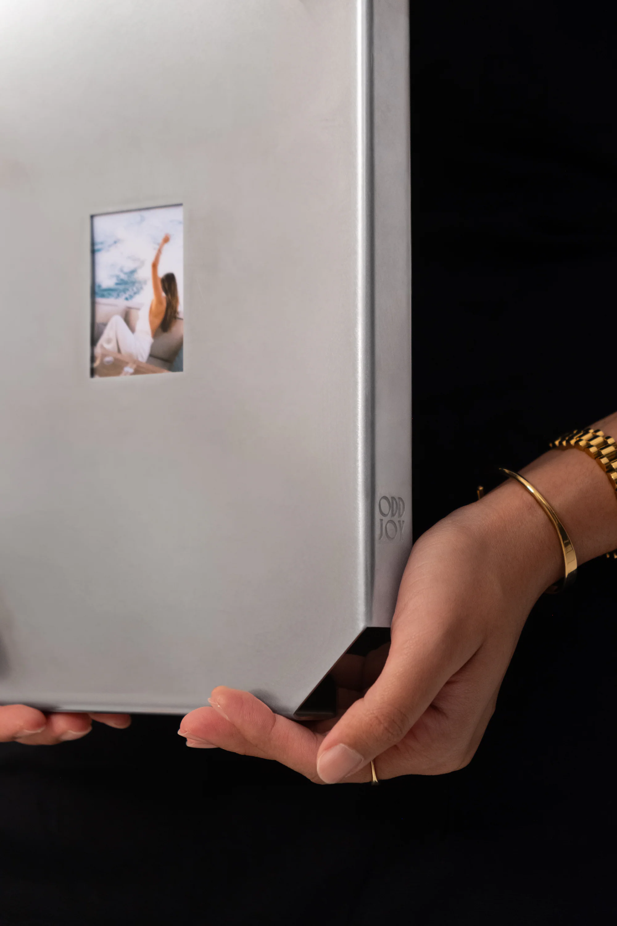 Close view of a photograph inside the Memory Frame